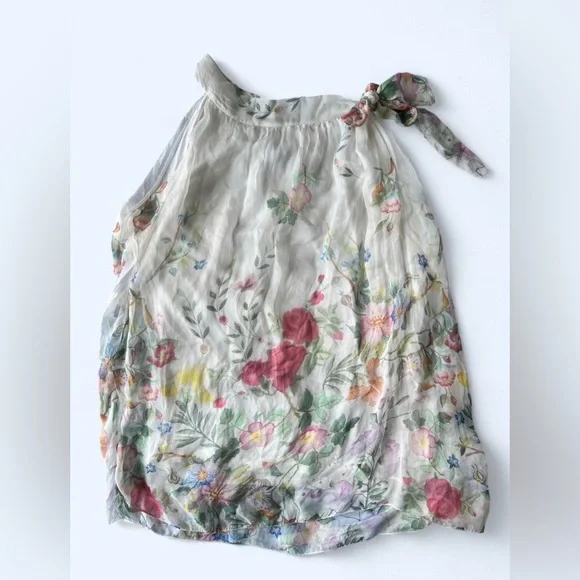 Elena Baldi White Floral Silk Bridal Dainty Ethereal Romantic Sleeveless Top - Picture 2 of 11